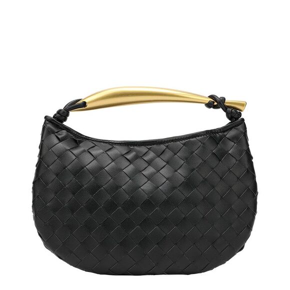 Tiffany & Fred Paris Woven Leather Top Handle Clutch, Black